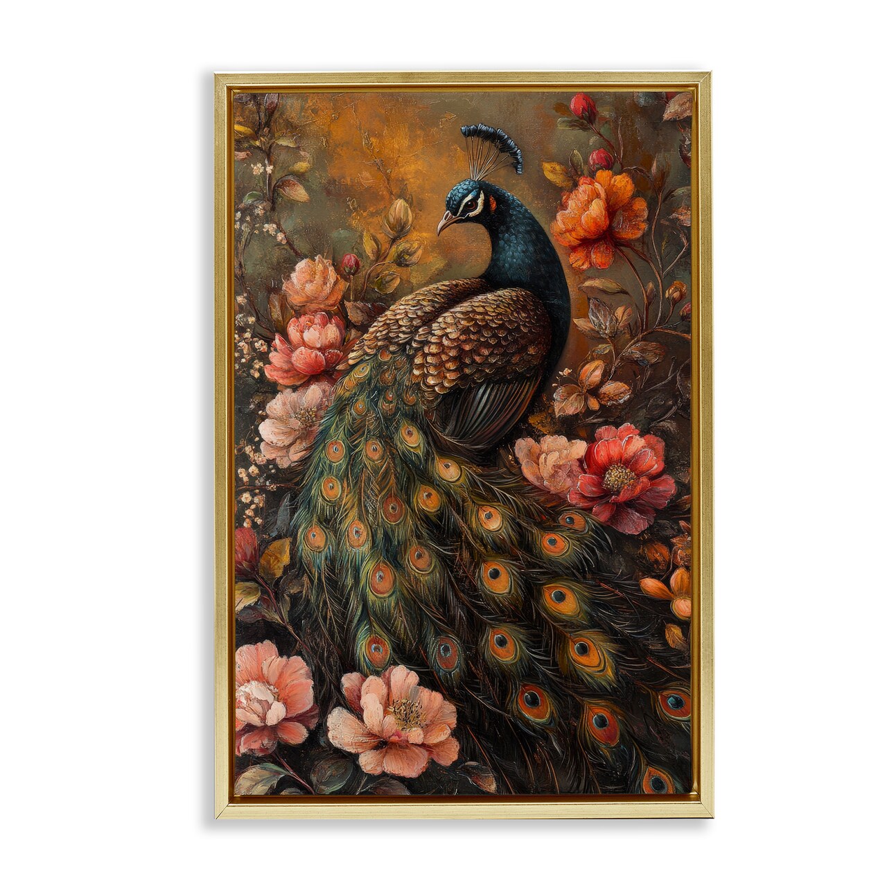 Stupell Industries Red Morris Inspired Peacock Floating Frame, design by Petal Prints Design